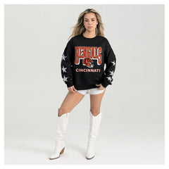Gameday Couture Women's Pure Victory Rhinestud Star-Sleeve Pullover Sweatshirt - Cincinnati Bengals
