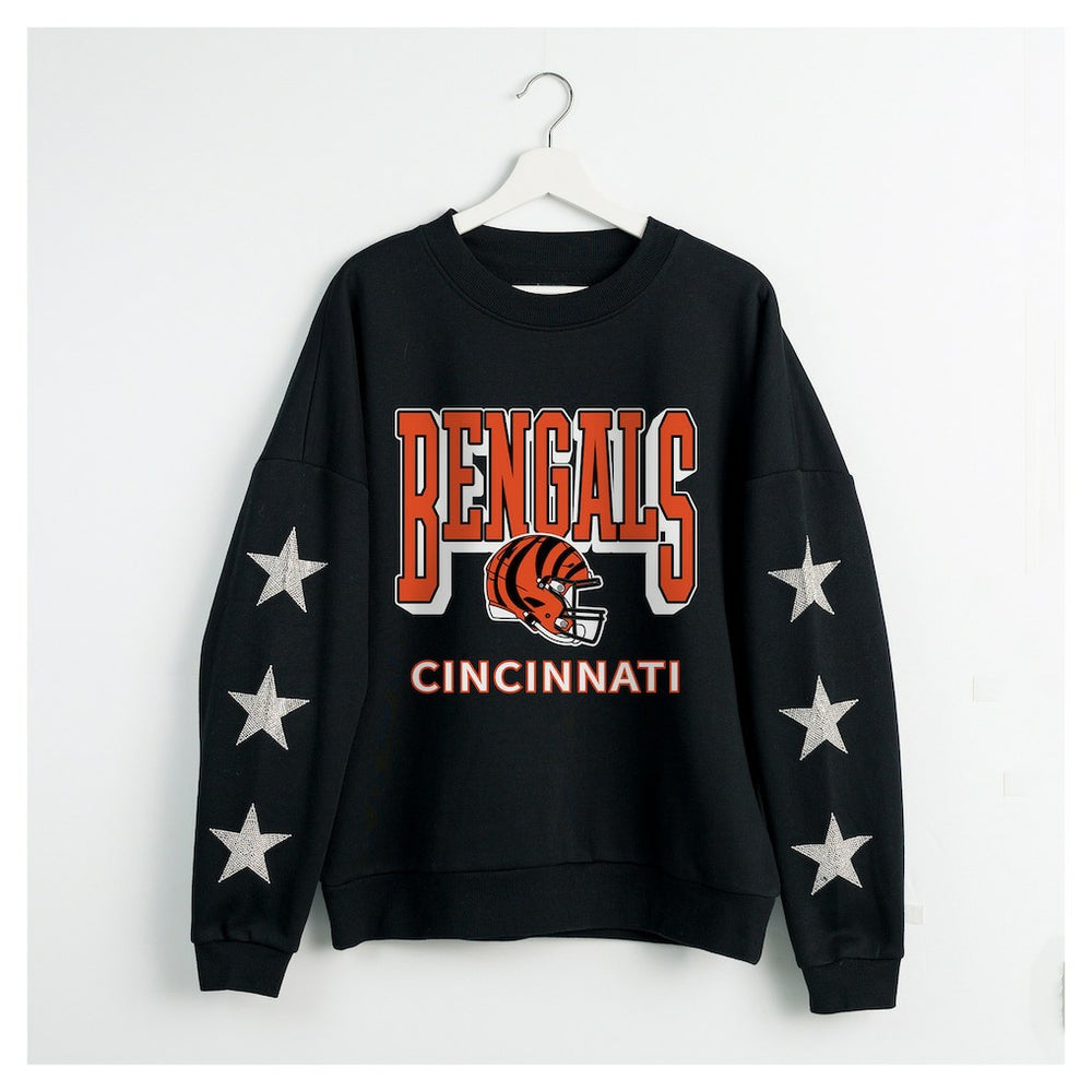 Gameday Couture Women's Pure Victory Rhinestud Star-Sleeve Pullover Sweatshirt - Cincinnati Bengals