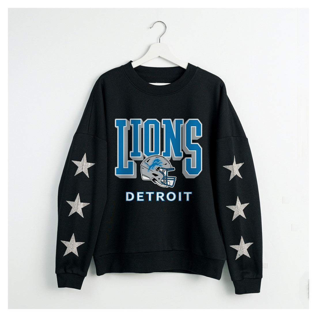 Gameday Couture Women's Pure Victory Rhinestud Star-Sleeve Pullover Sweatshirt - Detroit Lions