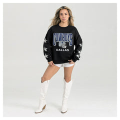 Gameday Couture Women's Pure Victory Rhinestud Star-Sleeve Pullover Sweatshirt - Dallas Cowboys