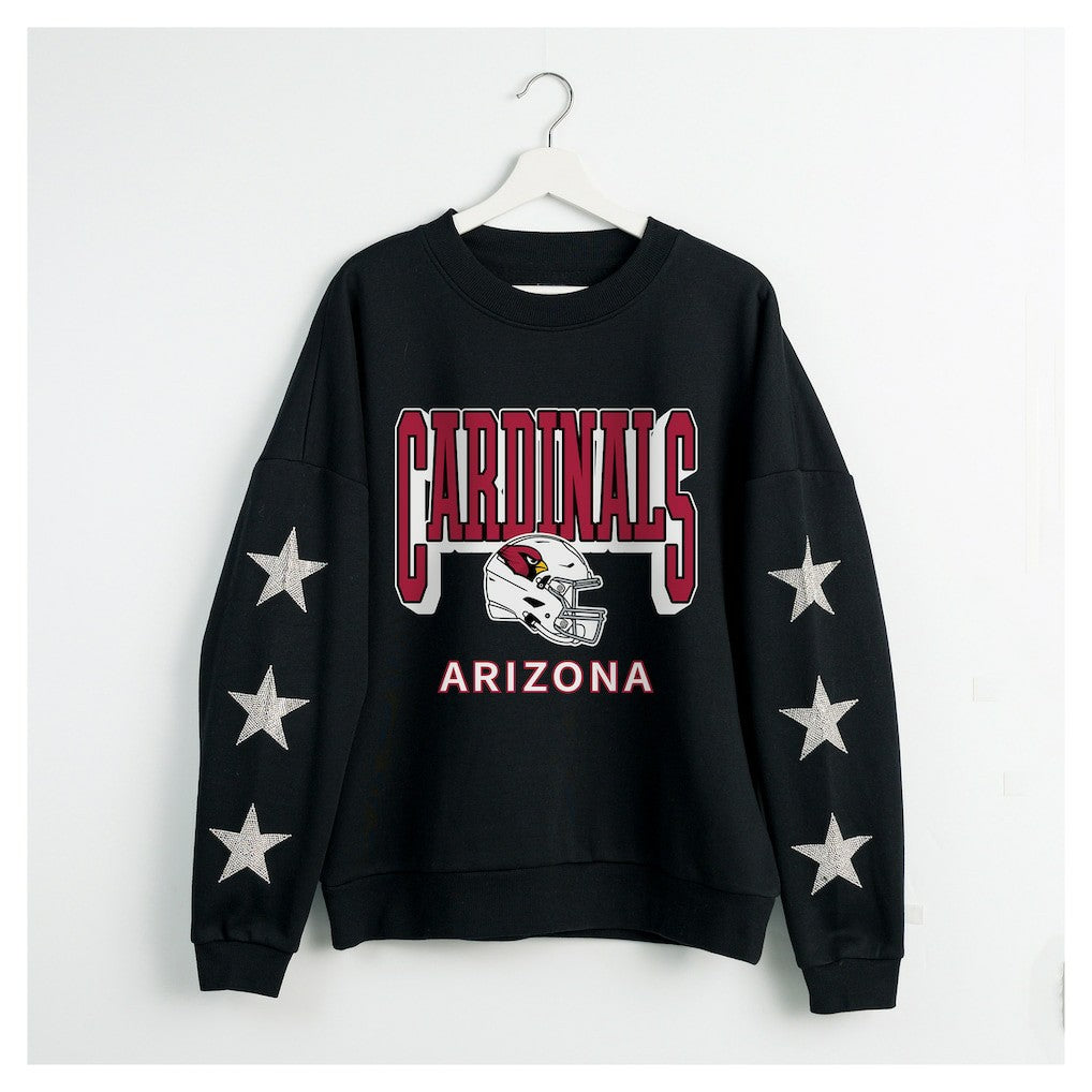 Gameday Couture Women's Pure Victory Rhinestud Star-Sleeve Pullover Sweatshirt - Arizona Cardinals