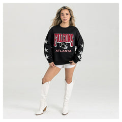 Gameday Couture Women's Pure Victory Rhinestud Star-Sleeve Pullover Sweatshirt - Atlanta Falcons