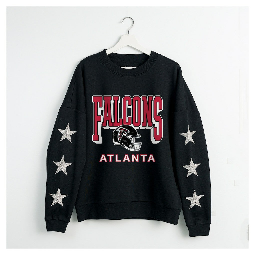 Gameday Couture Women's Pure Victory Rhinestud Star-Sleeve Pullover Sweatshirt - Atlanta Falcons