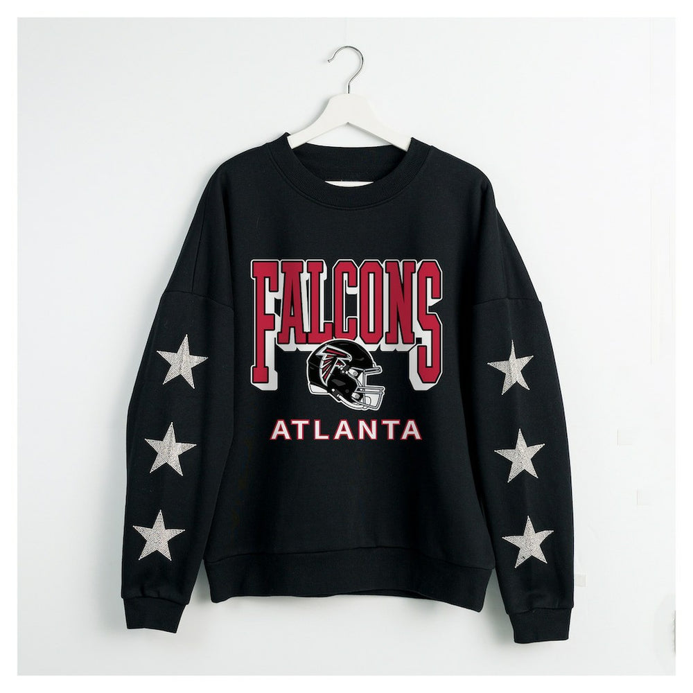 Gameday Couture Women's Pure Victory Rhinestud Star-Sleeve Pullover Sweatshirt - Atlanta Falcons