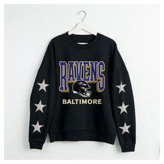 Gameday Couture Women's Pure Victory Rhinestud Star-Sleeve Pullover Sweatshirt - Baltimore Ravens