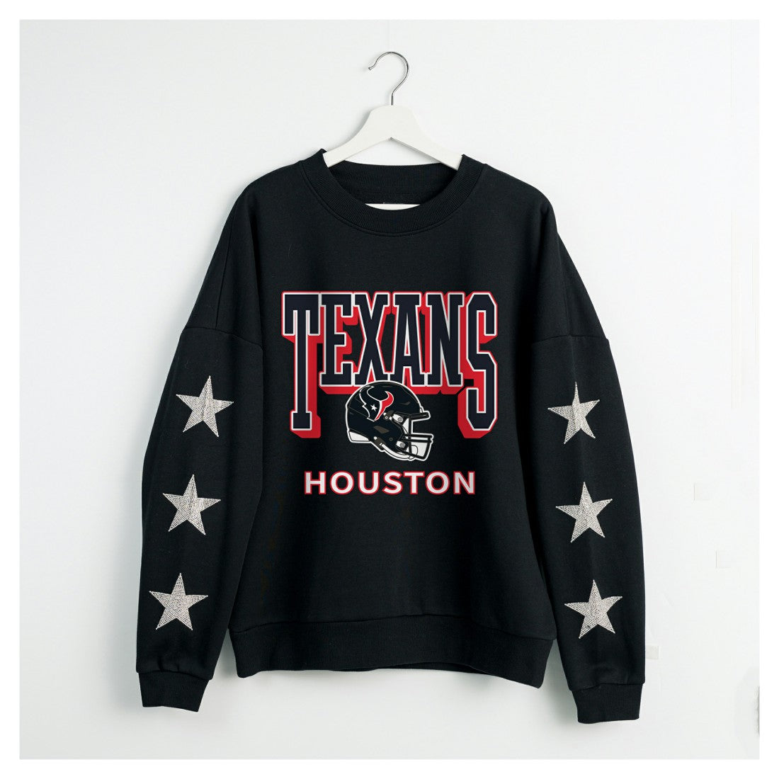Gameday Couture Women's Pure Victory Rhinestud Star-Sleeve Pullover Sweatshirt - Houston Texans