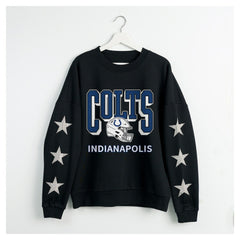 Gameday Couture Women's Pure Victory Rhinestud Star-Sleeve Pullover Sweatshirt - Indianapolis Colts