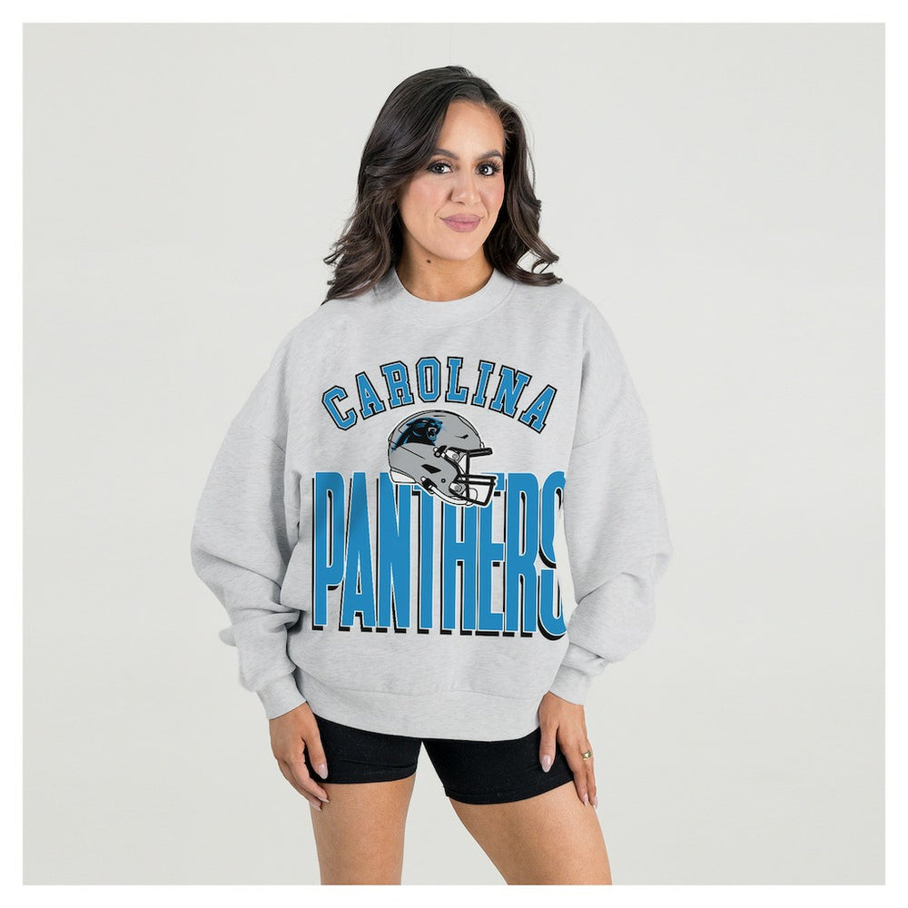 Gameday Couture Women's Fierce Focus Premium Oversized Fleece Pullover Sweatshirt - Carolina Panthers