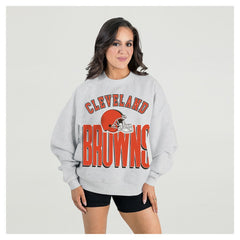 Gameday Couture Women's Fierce Focus Premium Oversized Fleece Pullover Sweatshirt - Cleveland Browns