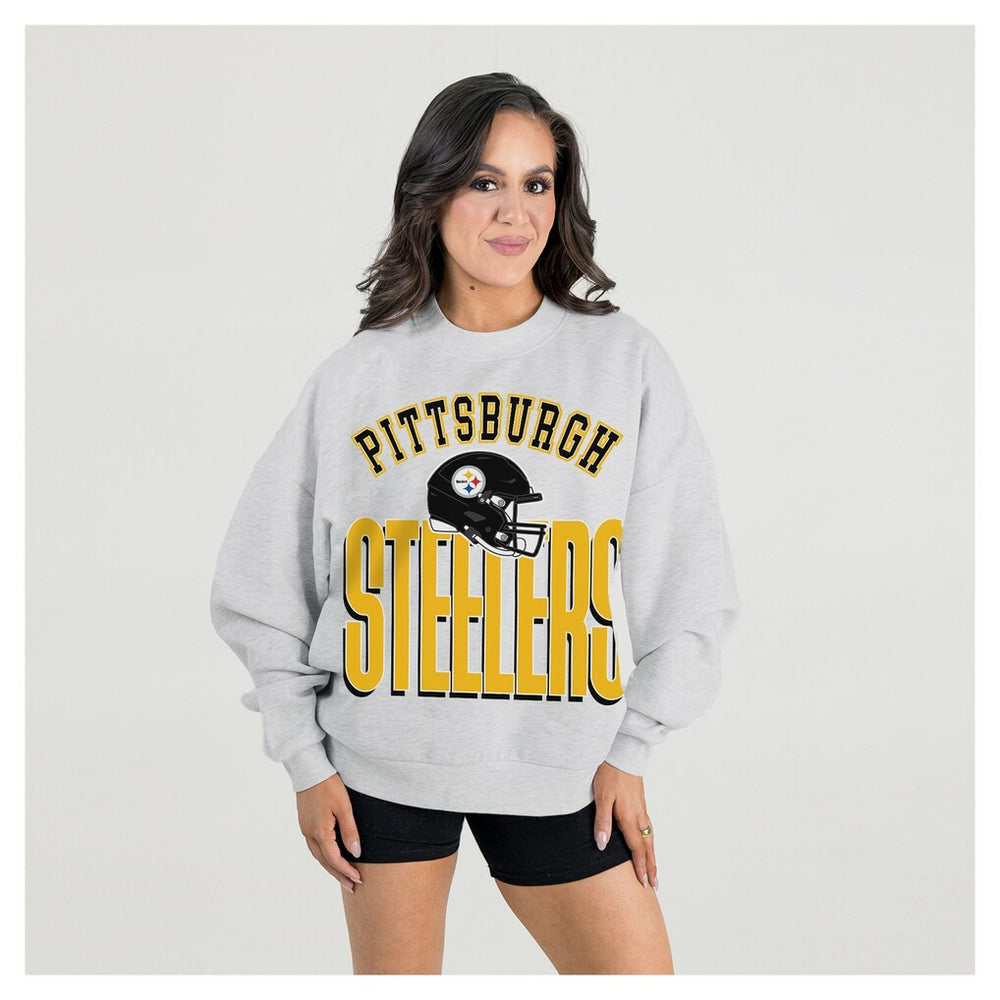 Gameday Couture Women's Fierce Focus Premium Oversized Fleece Pullover Sweatshirt - Pittsburgh Steelers