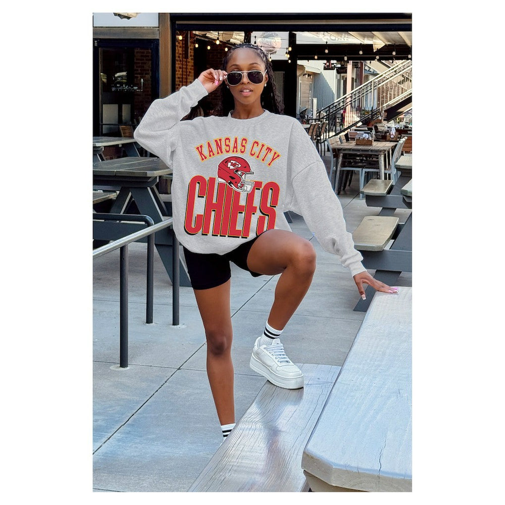 Gameday Couture Women's Fierce Focus Premium Oversized Fleece Pullover Sweatshirt - Kansas City Chiefs