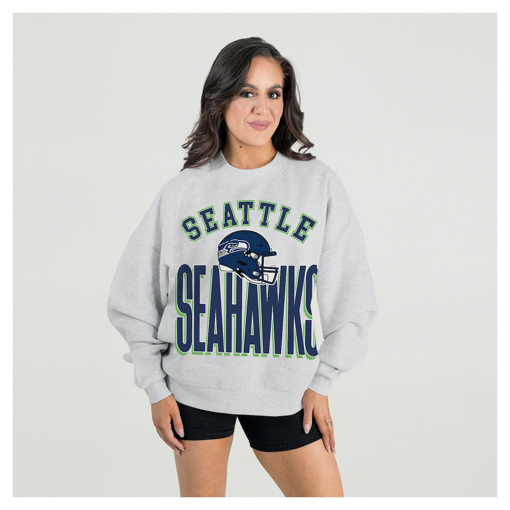 Gameday Couture Women's Fierce Focus Premium Oversized Fleece Pullover Sweatshirt - Seattle Seahawks