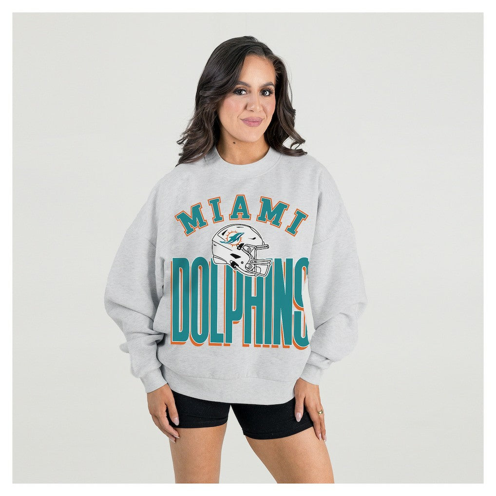 Gameday Couture Women's Fierce Focus Premium Oversized Fleece Pullover Sweatshirt - Miami Dolphins