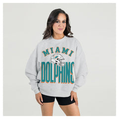 Gameday Couture Women's Fierce Focus Premium Oversized Fleece Pullover Sweatshirt - Miami Dolphins