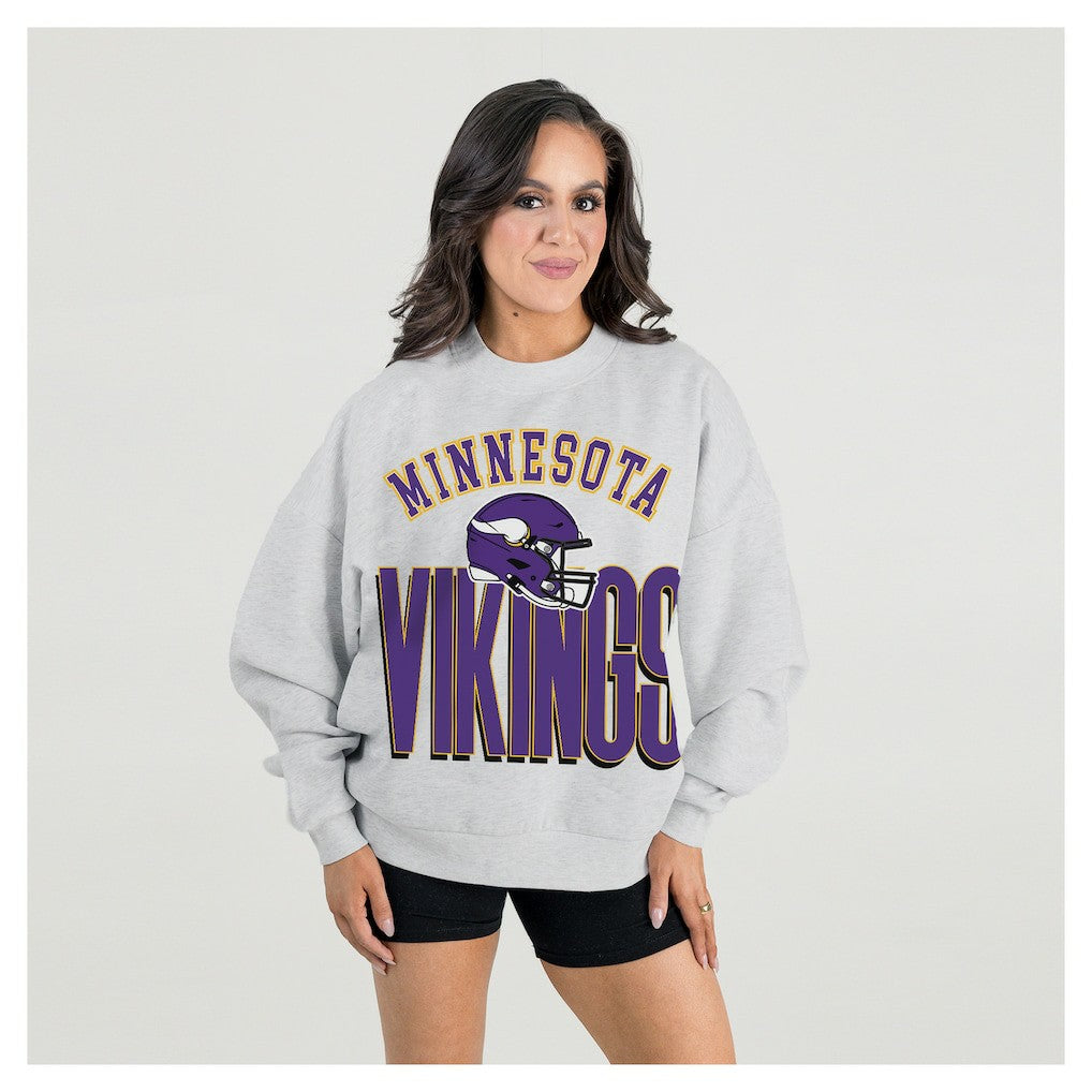 Gameday Couture Women's Fierce Focus Premium Oversized Fleece Pullover Sweatshirt - Minnesota Vikings