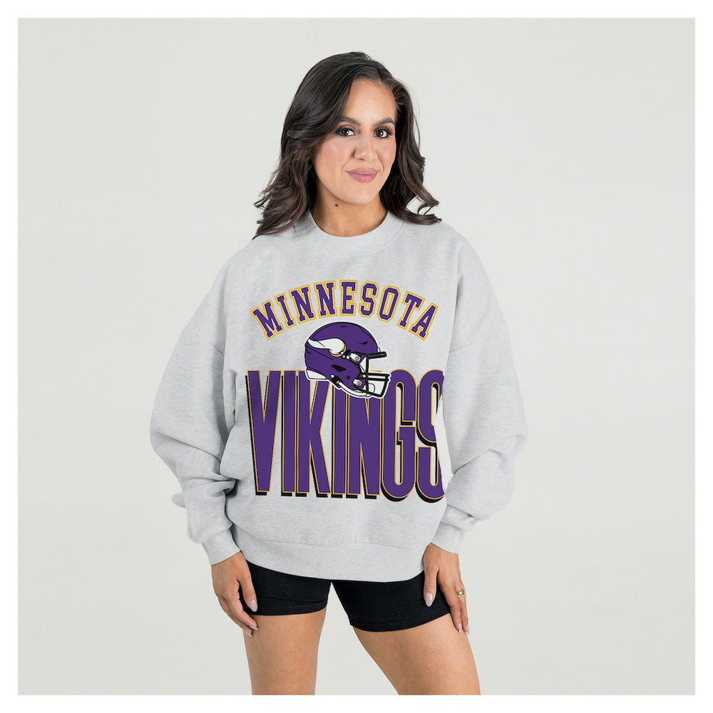 Gameday Couture Women's Fierce Focus Premium Oversized Fleece Pullover Sweatshirt - Minnesota Vikings