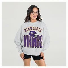 Gameday Couture Women's Fierce Focus Premium Oversized Fleece Pullover Sweatshirt - Minnesota Vikings