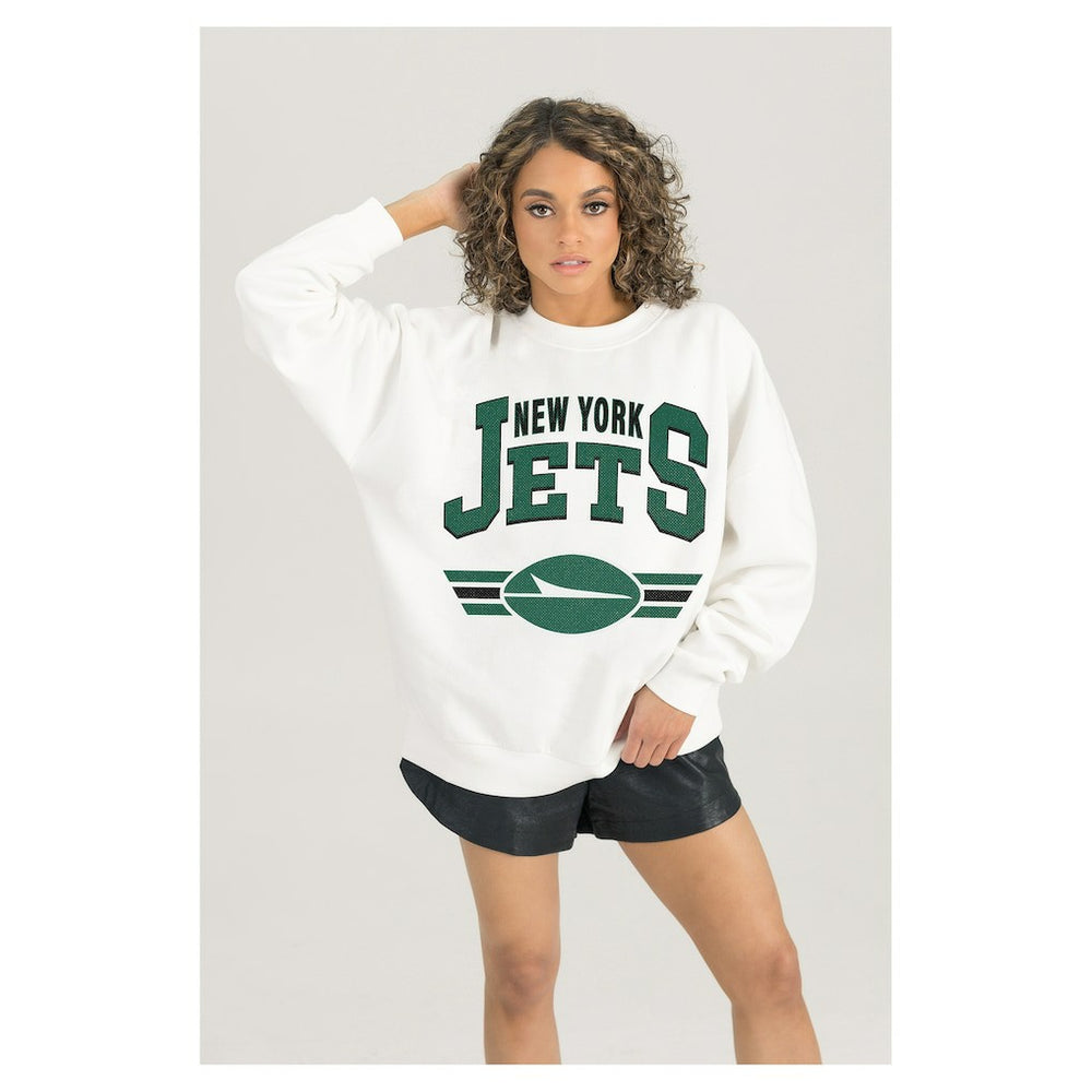 Gameday Couture Women's Swift Strike Premium Oversized Fleece Pullover Sweatshirt - New York Jets
