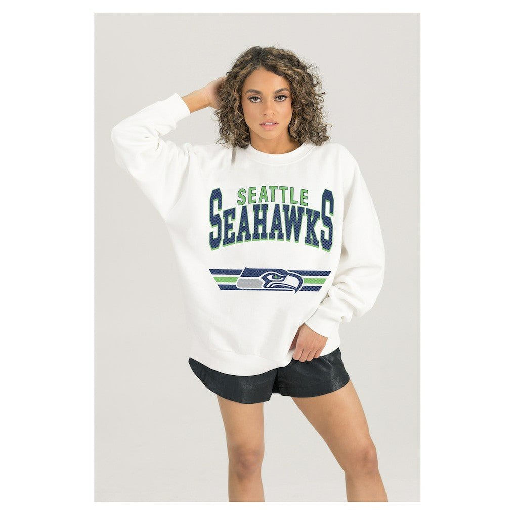 Gameday Couture Women's Swift Strike Premium Oversized Fleece Pullover Sweatshirt - Seattle Seahawks