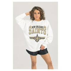 Gameday Couture Women's Swift Strike Premium Oversized Fleece Pullover Sweatshirt - New Orleans Saints