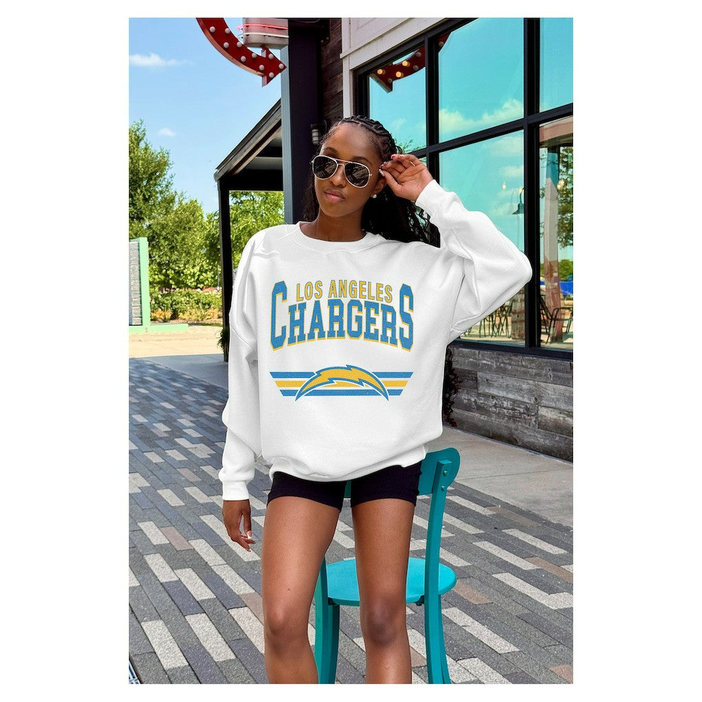 Gameday Couture Women's Swift Strike Premium Oversized Fleece Pullover Sweatshirt - Los Angeles Chargers