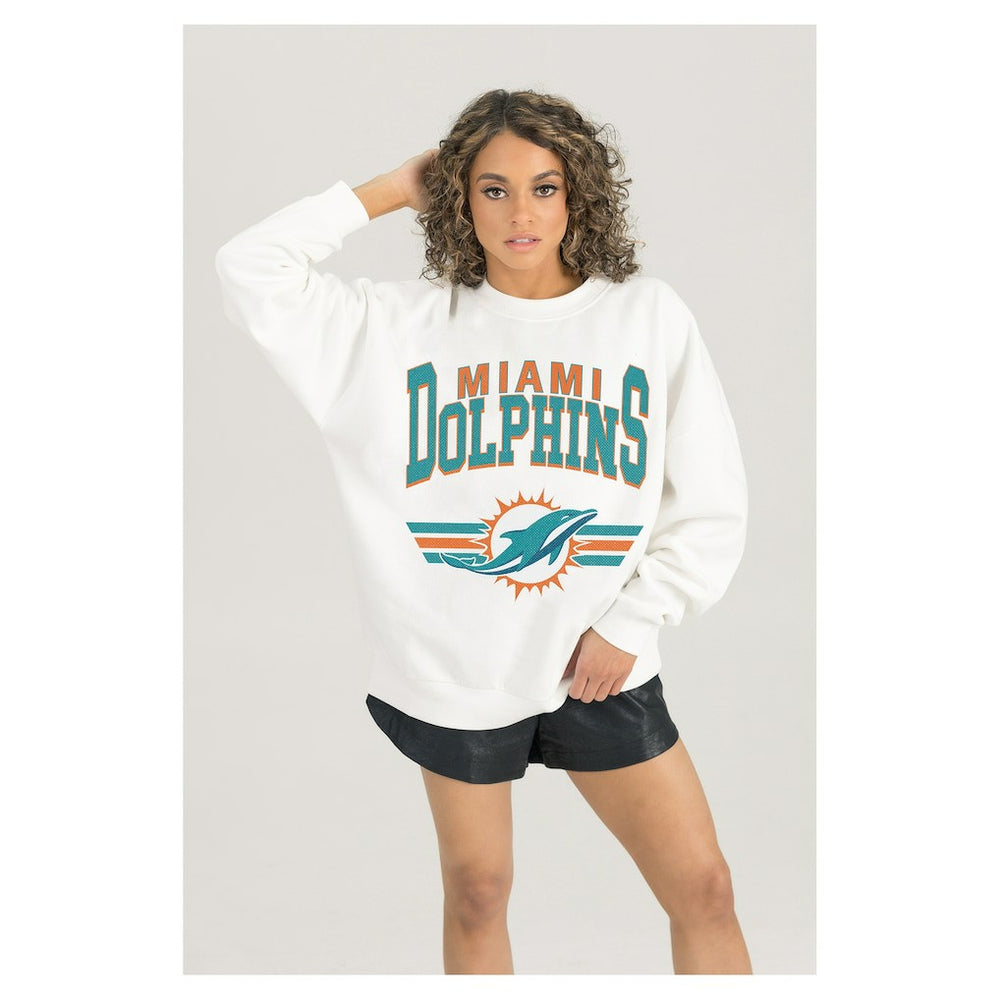 Gameday Couture Women's Swift Strike Premium Oversized Fleece Pullover Sweatshirt - Miami Dolphins