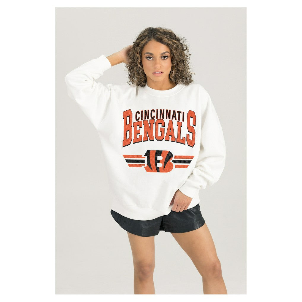 Gameday Couture Women's Swift Strike Premium Oversized Fleece Pullover Sweatshirt - Cincinnati Bengals