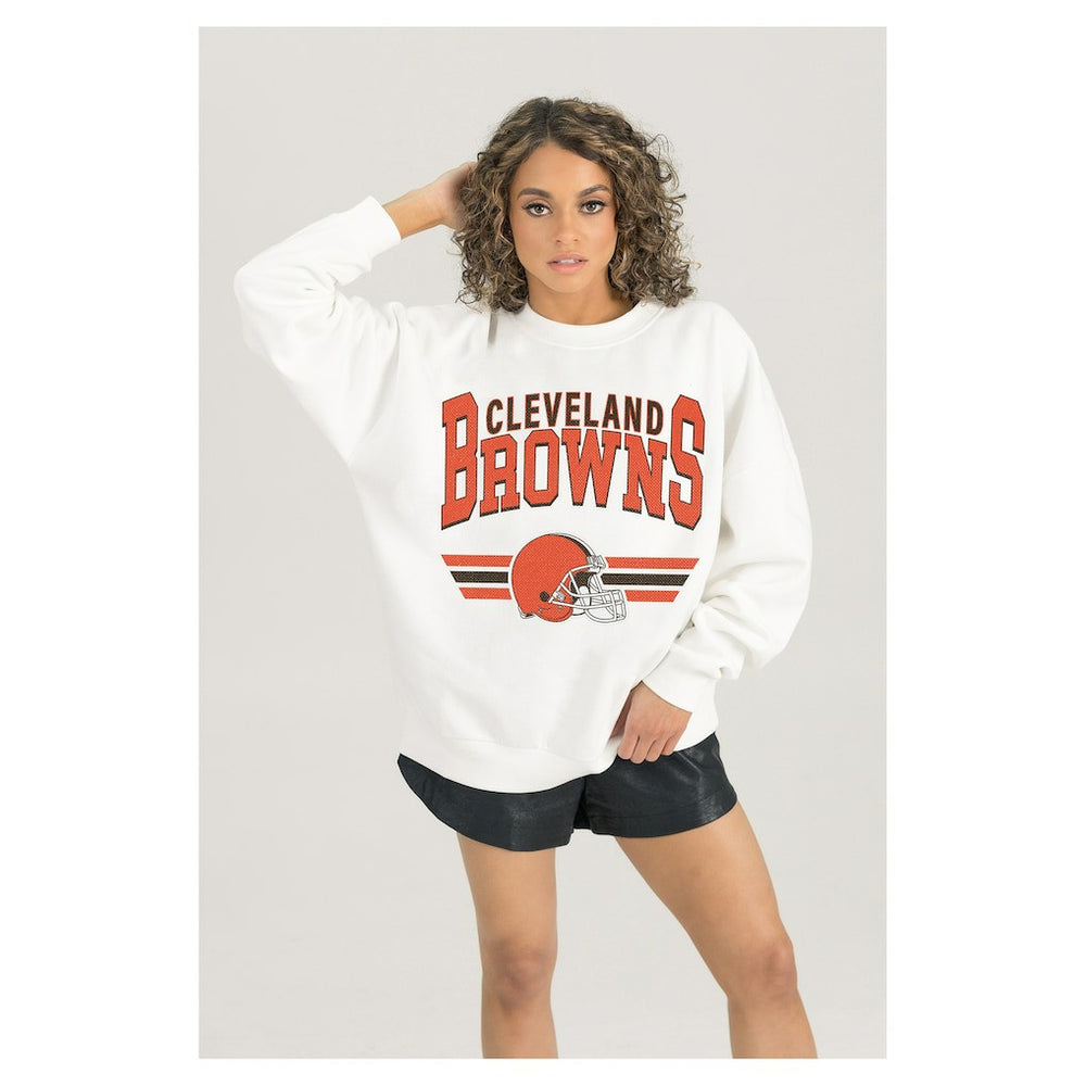 Gameday Couture Women's Swift Strike Premium Oversized Fleece Pullover Sweatshirt - Cleveland Browns