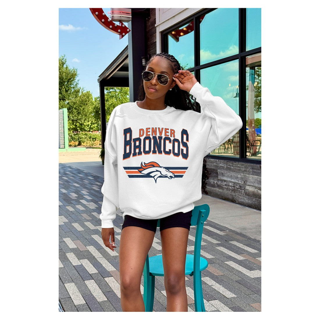 Gameday Couture Women's Swift Strike Premium Oversized Fleece Pullover Sweatshirt - Denver Broncos