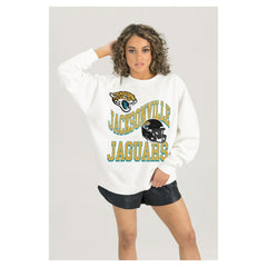 Gameday Couture Women's Oversized Hard Earned Premium Fleece Pullover Sweatshirt - Jacksonville Jaguars