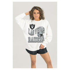 Gameday Couture Women's Oversized Hard Earned Premium Fleece Pullover Sweatshirt - Las Vegas Raiders