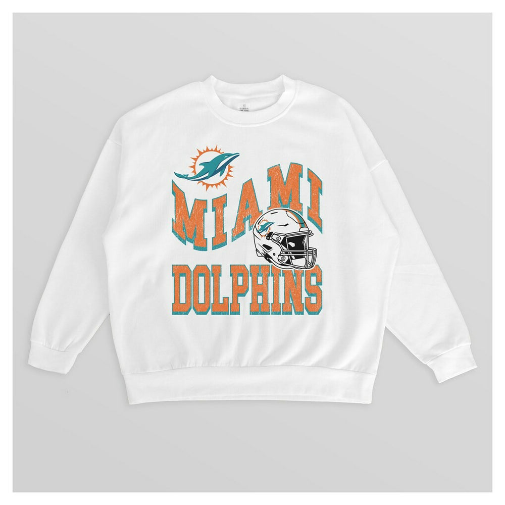 Gameday Couture Women's Oversized Hard Earned Premium Fleece Pullover Sweatshirt - Miami Dolphins