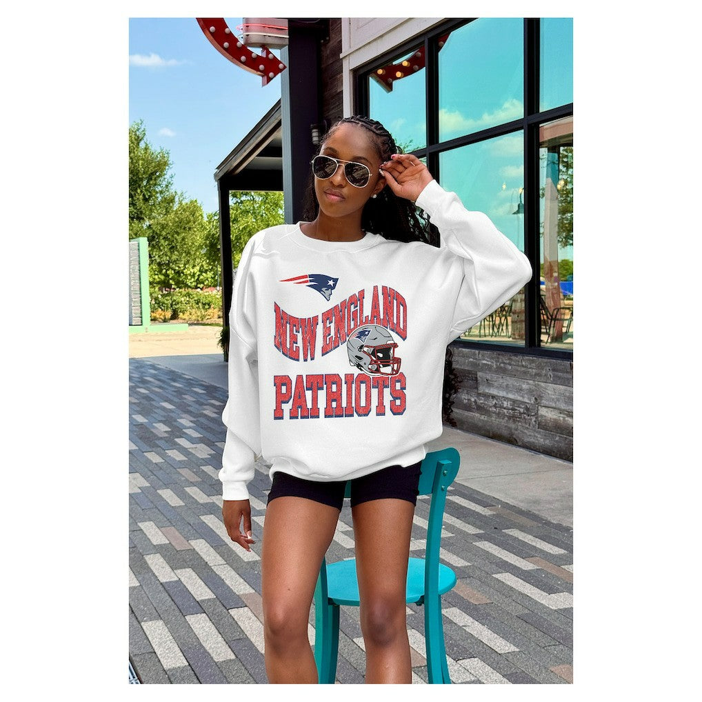 Gameday Couture Women's Oversized Hard Earned Premium Fleece Pullover Sweatshirt - New England Patriots