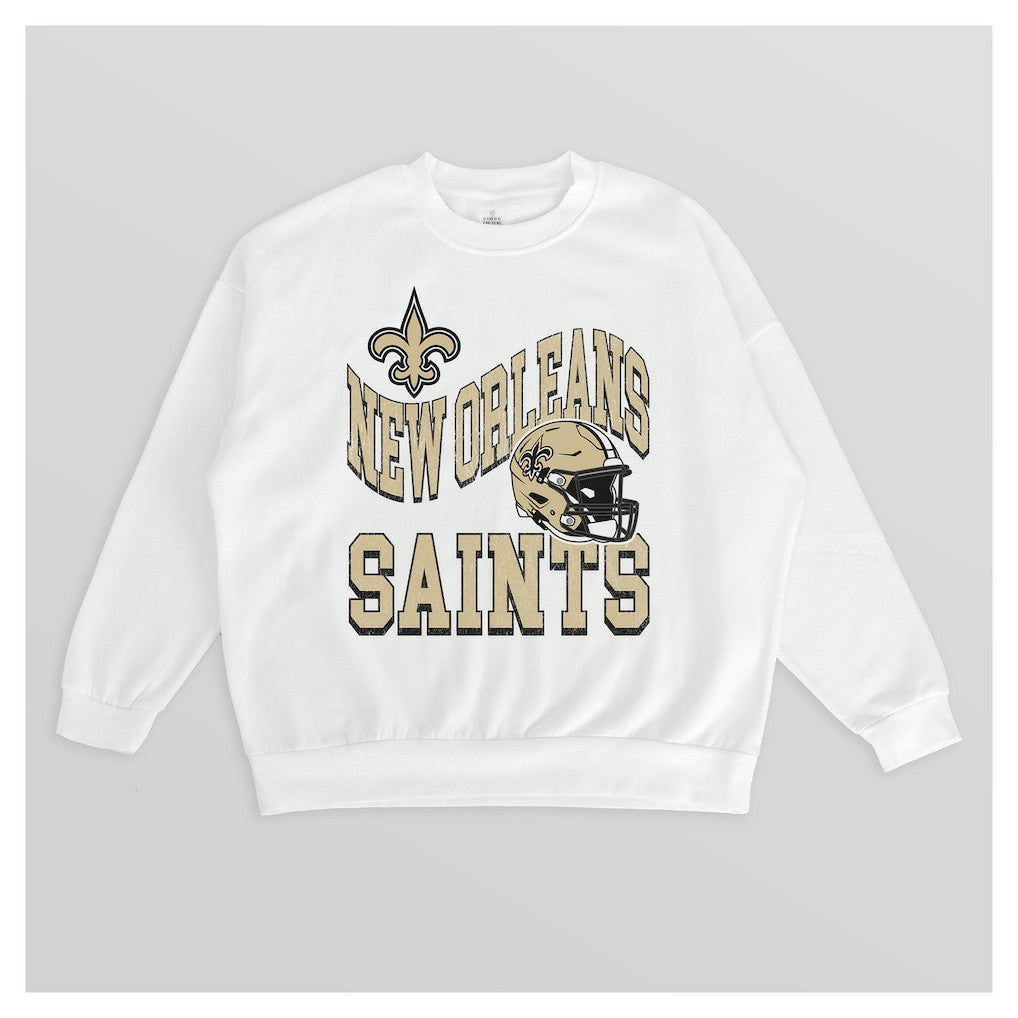 Gameday Couture Women's Oversized Hard Earned Premium Fleece Pullover Sweatshirt - New Orleans Saints