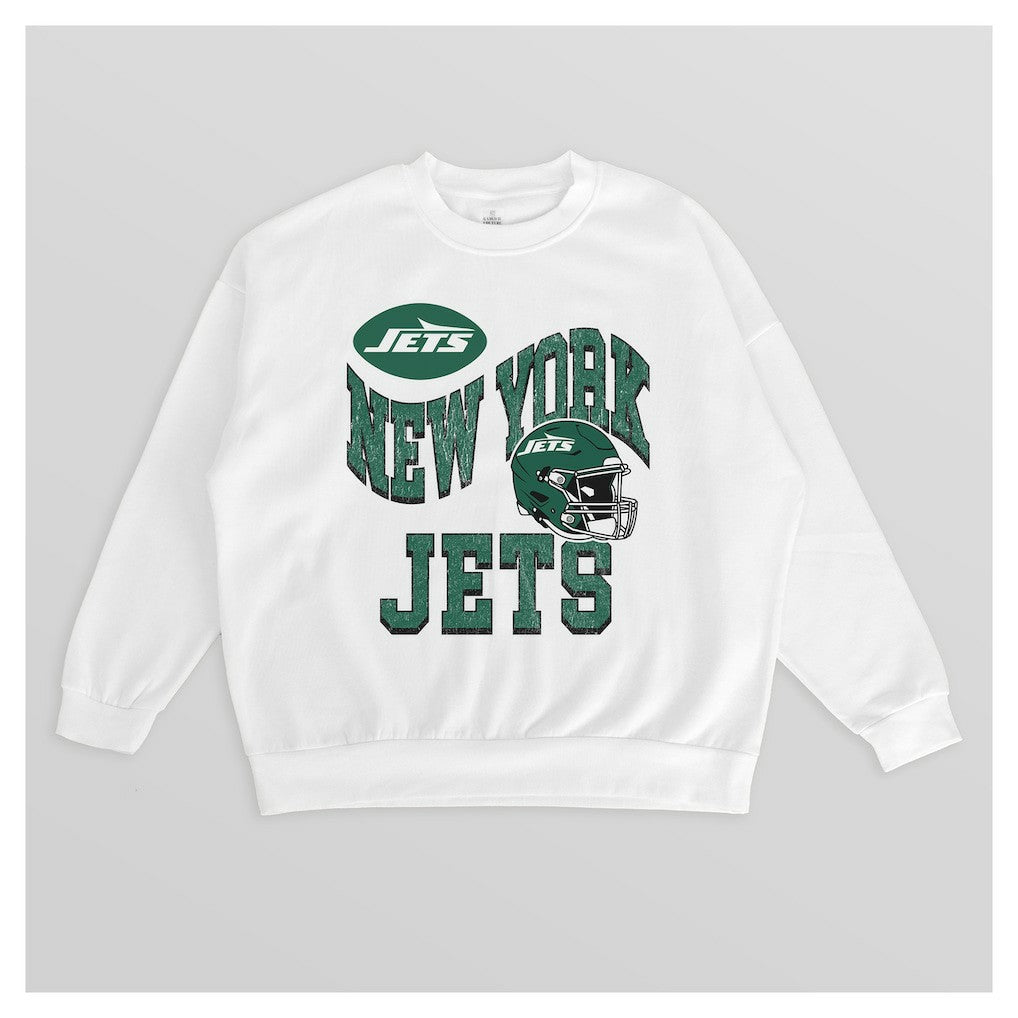 Gameday Couture Women's Oversized Hard Earned Premium Fleece Pullover Sweatshirt - New York Jets