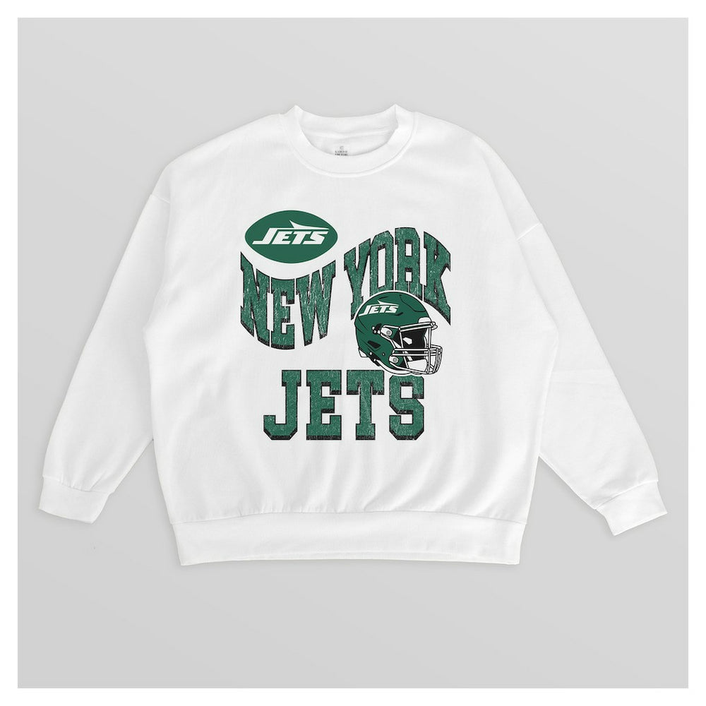 Gameday Couture Women's Oversized Hard Earned Premium Fleece Pullover Sweatshirt - New York Jets