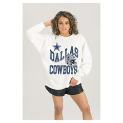 Gameday Couture Women's Oversized Hard Earned Premium Fleece Pullover Sweatshirt - Dallas Cowboys