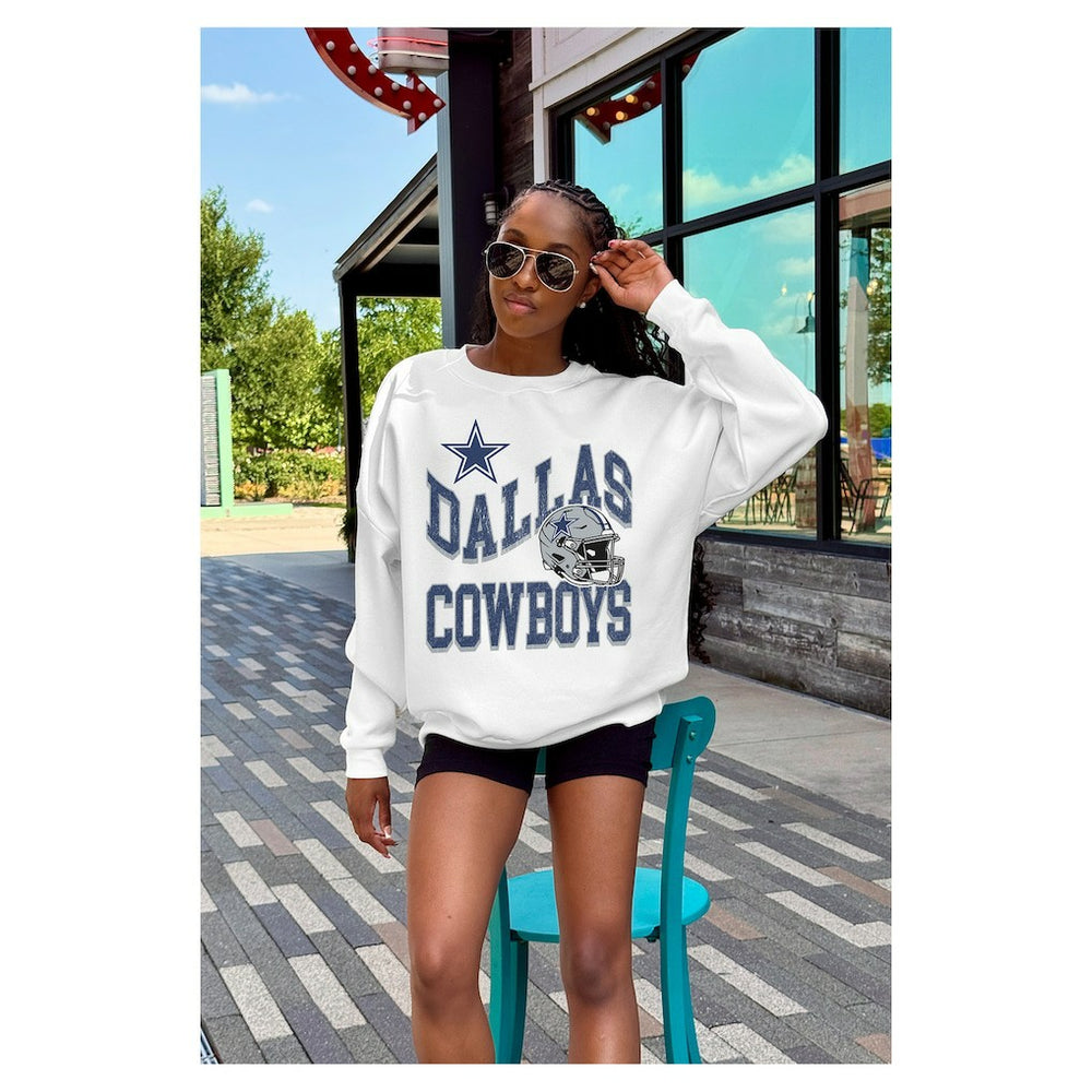 Gameday Couture Women's Oversized Hard Earned Premium Fleece Pullover Sweatshirt - Dallas Cowboys