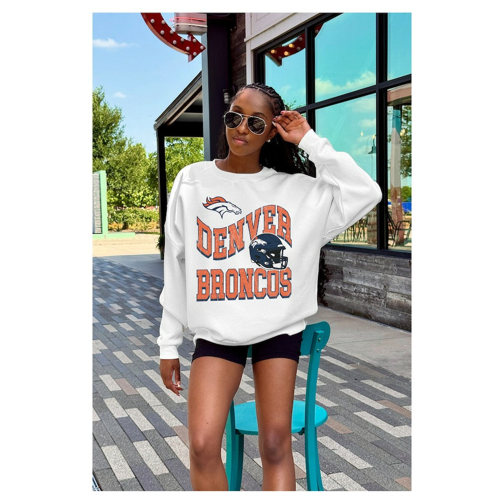Gameday Couture Women's Oversized Hard Earned Premium Fleece Pullover Sweatshirt - Denver Broncos