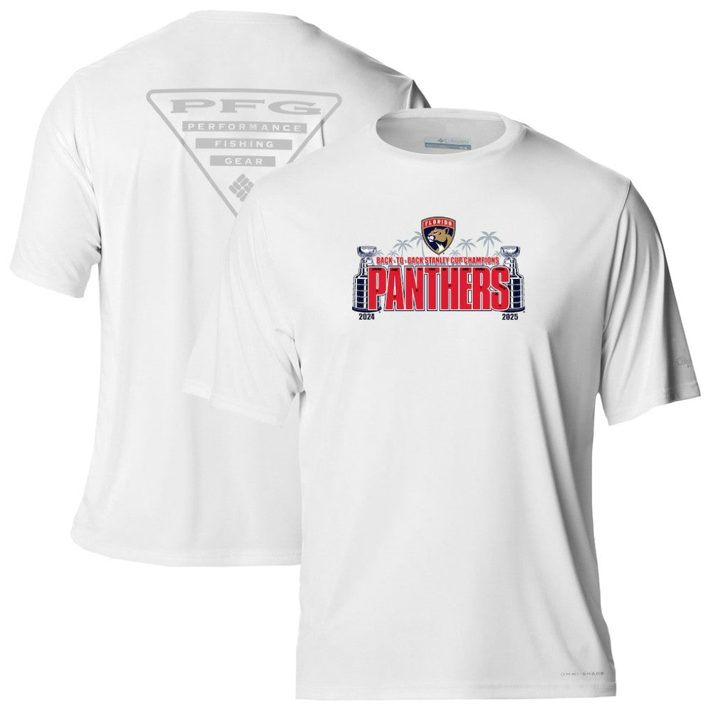 NHL White Florida Panthers Columbia Terminal Tackle Back-To-Back Stanley Cup Champions Omni-Shade T-Shirt
