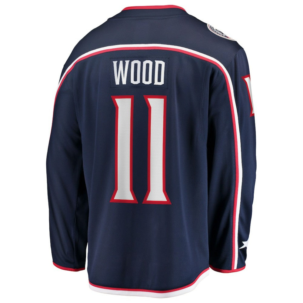 NHL Navy Miles Wood Columbus Blue Jackets Fanatics Home Breakaway Jersey