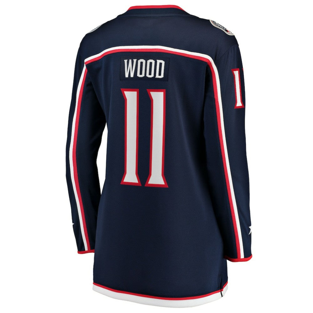 NHL Navy Miles Wood Columbus Blue Jackets Fanatics Women's Home Breakaway Jersey