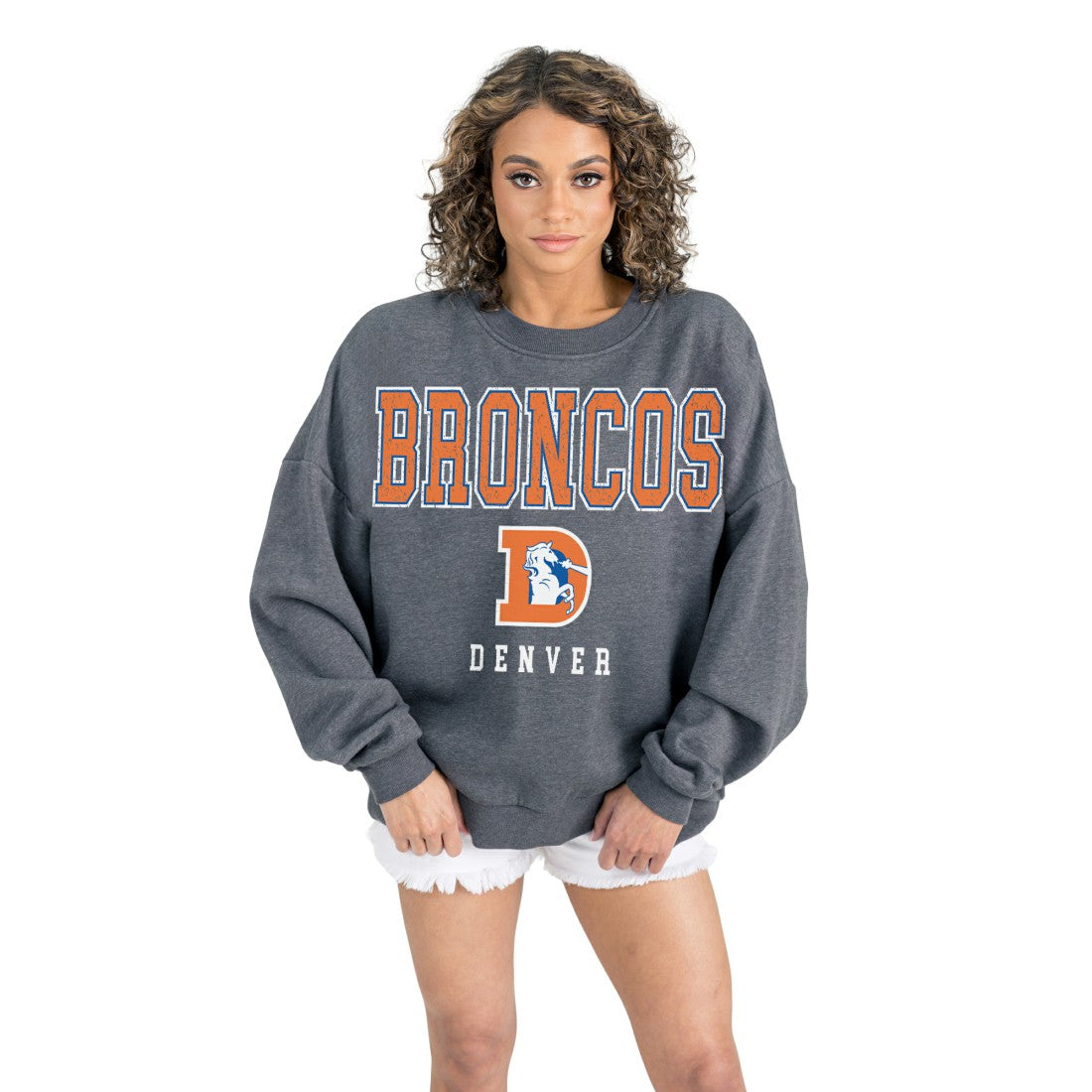 Gameday Couture Women's Bring Your Energy Oversized Premium Fleece Pullover Sweatshirt - Denver Broncos