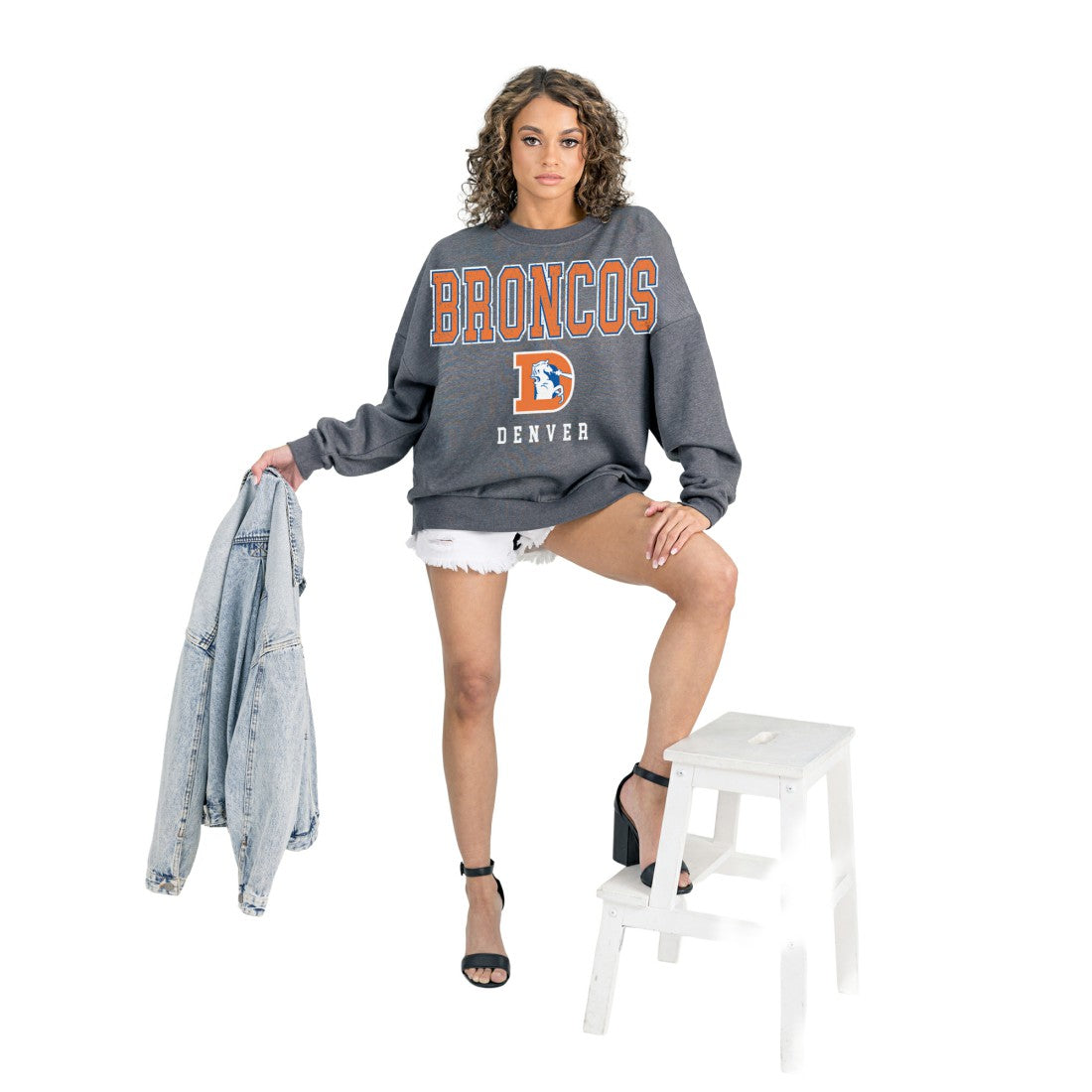 Gameday Couture Women's Bring Your Energy Oversized Premium Fleece Pullover Sweatshirt - Denver Broncos