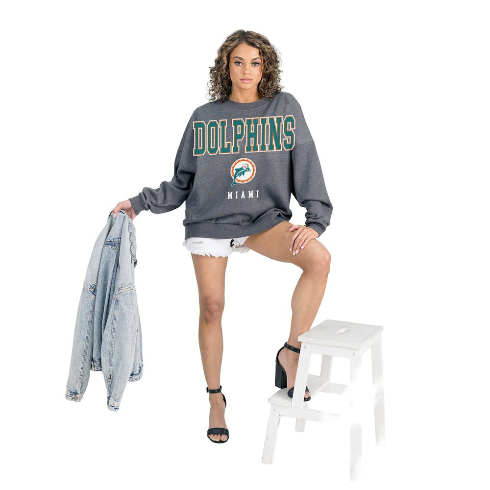Gameday Couture Women's Bring Your Energy Oversized Premium Fleece Pullover Sweatshirt - Miami Dolphins