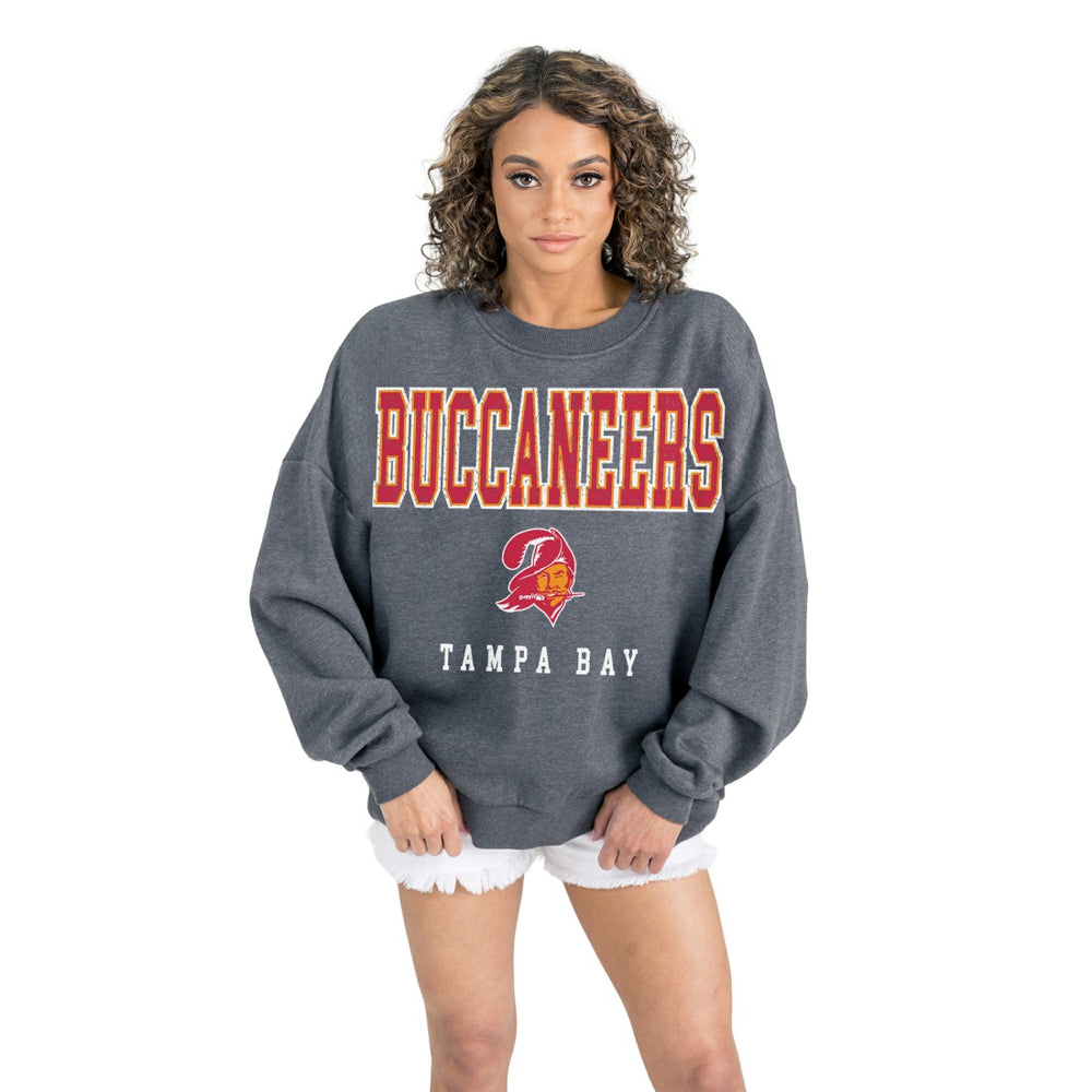 Gameday Couture Women's Bring Your Energy Oversized Premium Fleece Pullover Sweatshirt - Tampa Bay Buccaneers
