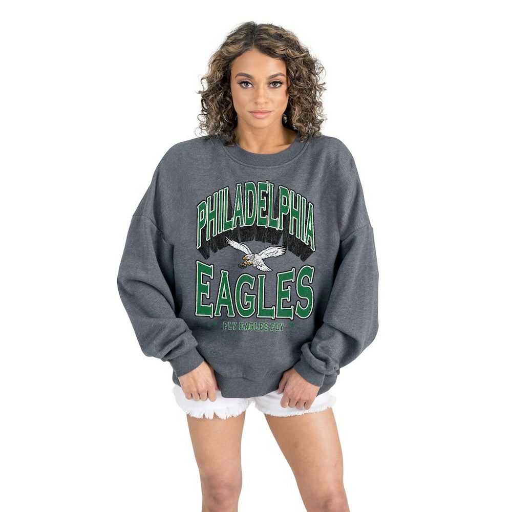 Gameday Couture Women's Long Weekends Oversized Premium Fleece Pullover Sweatshirt - Philadelphia Eagles