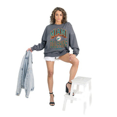 Gameday Couture Women's Long Weekends Oversized Premium Fleece Pullover Sweatshirt - Miami Dolphins
