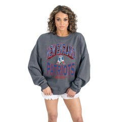 Gameday Couture Women's Long Weekends Oversized Premium Fleece Pullover Sweatshirt - New England Patriots