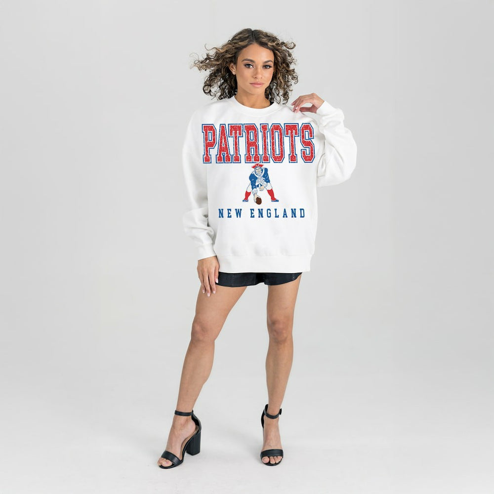 Gameday Couture Women's Classic Sunday Drives Oversized Premium Fleece Pullover Sweatshirt - New England Patriots
